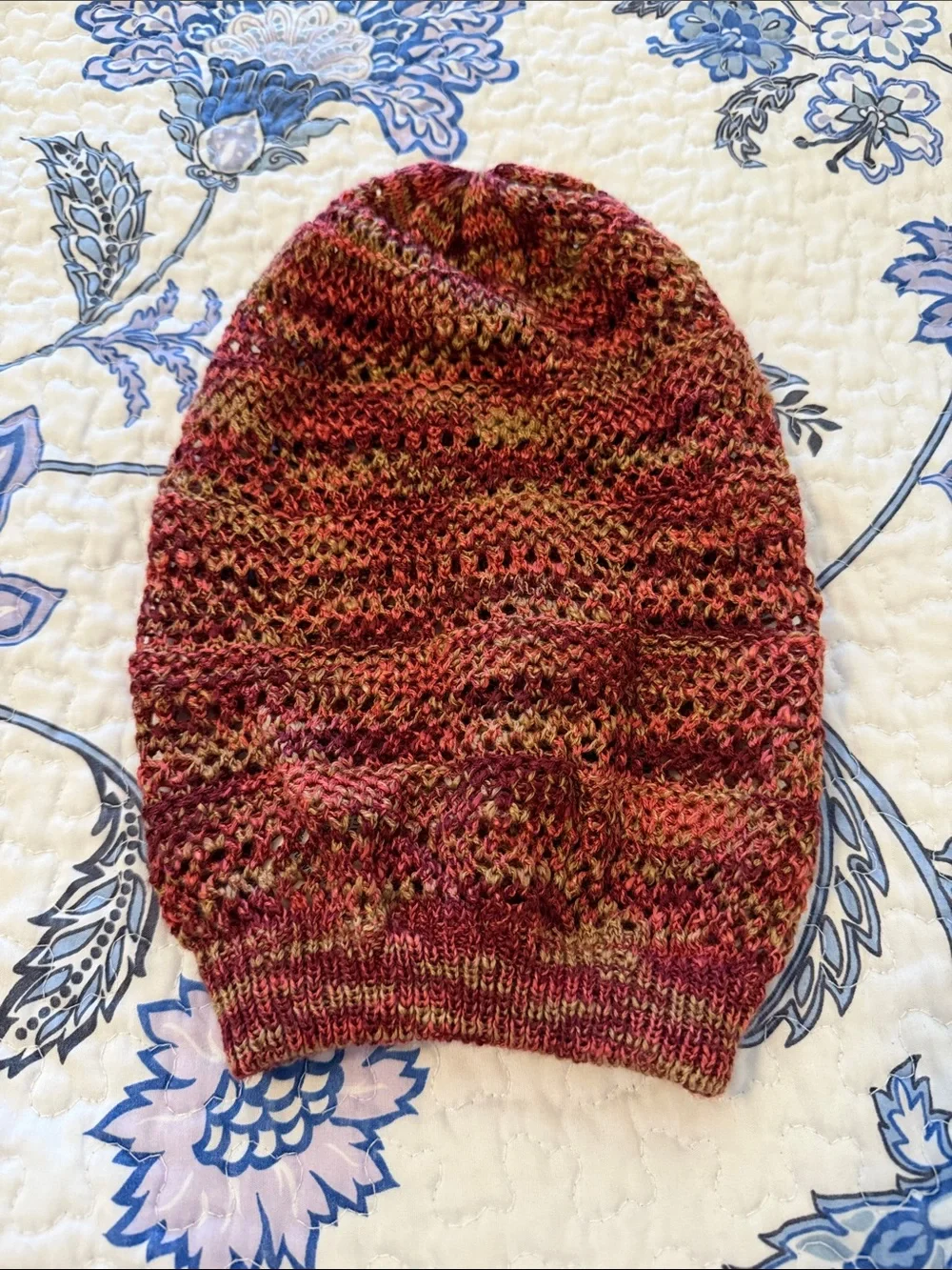 Hand-Knit Slouchy Beanie in Marled Autumn Colors